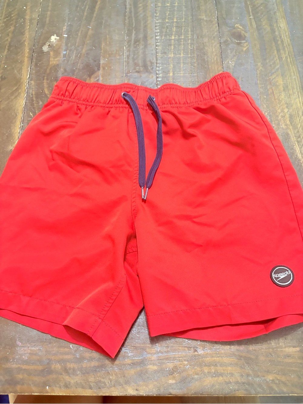 Speedo Men's Bright Red Swim Shorts with Navy Drawstring
